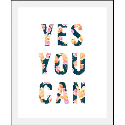 4067437346701 - Bild QUEENCE Yes you can Bilder Gr B H 40 cm x 50 cm Wandbild Schriftzüge Hochformat 1 St blau Kunstdrucke gerahmt
