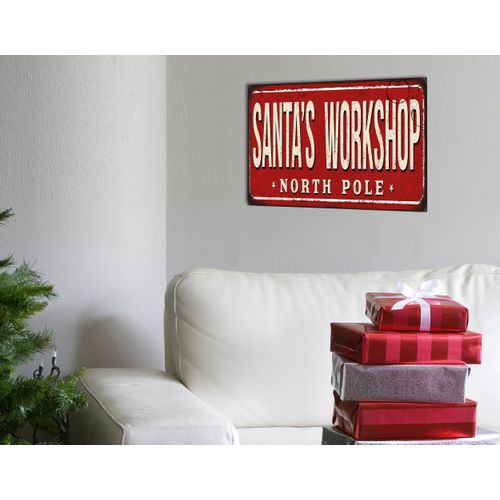 4067437340488 - Metallbild QUEENCE Santas Workshop Bilder Gr B H 45 cm x 30 cm Metallbild Hochformat 1 St rot Metallbilder Stahlschilder