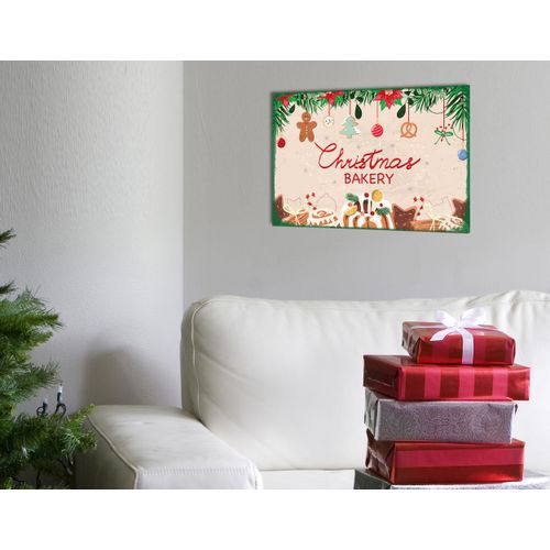 4067437338560 - Metallbild QUEENCE Christmas Bakery Bilder Gr B H 30 cm x 45 cm Metallbild Hochformat 1 St bunt (bunt rot grün) Metallbilder Stahlschilder