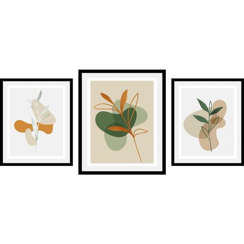 4067437347029 - Bild QUEENCE Set Haline Bilder Gr B H 30 cm x 40 cm Wandbild Blumen Hochformat 1 St grün Kunstdrucke gerahmt