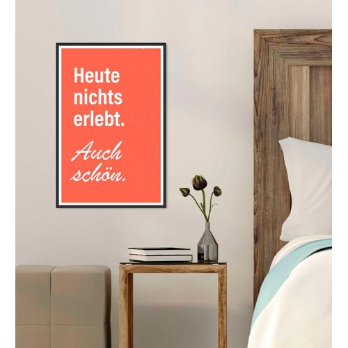 4067437340853 - Metallbild QUEENCE Heute nichts erlebt Bilder Gr B H 30 cm x 45 cm Metallbild Schriftzüge Hochformat 1 St weiß Metallbilder Stahlschilder