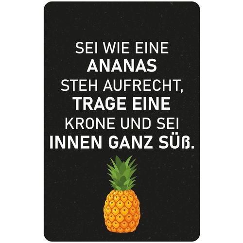 4049009866046 - Metallbild »Ananas« Sprüche-Schriftzug-Sprüche-Sprüche & Texte-Ananas (1 St) Stahlschild Blechschild Sprüche Texte witzig