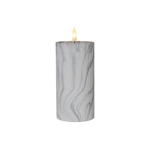 7391482050403 - Kerze Flamme Marble Stumpenkerze Mamor-Design led Timer Warmweiß 175 cm - Star Trading