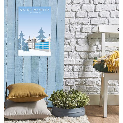 4067437337433 - Metallbild QUEENCE Saint Moritz Bilder Gr B H 30 cm x 45 cm Metallbild Hochformat 1 St weiß Metallbilder Stahlschilder