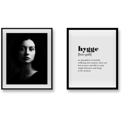 4047809882181 - Bild »Hygge II« Schriftzug-Schwarz-Weiss-Fashion-Mode-Magazincover-Frau-Bilder von Frauen-Schriftzug-Sprüche & Texte (2 St) gerahmt