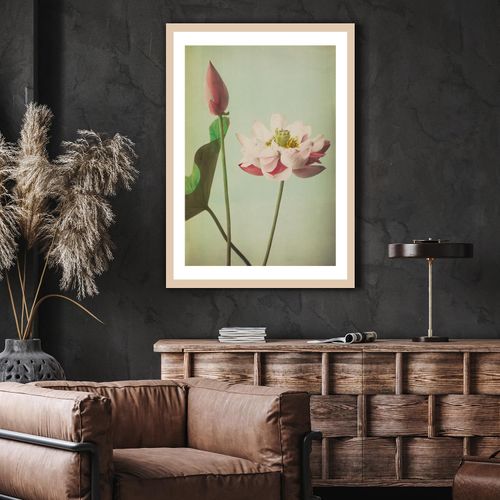 4067437106732 - Bild mit Rahmen QUEENCE Gudrun Bilder Gr B H T 40cm x 50cm x 15cm Blumen-Pflanzen Hochformat grün Premium Rahmenbild