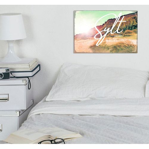 4067437340266 - Metallbild QUEENCE Sylter Red Cliff Bilder Gr B H 45 cm x 30 cm Metallbild Querformat 1 St beige Metallbilder Stahlschilder