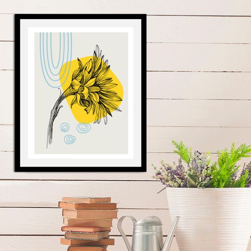 4067437336771 - Bild QUEENCE Fidel Bilder Gr B H 50 cm x 70 cm Wandbild Blumen Hochformat 1 St schwarz (schwarz gelb) Kunstdrucke gerahmt