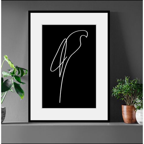 4049009841784 - Bild »Julian« Schwarz-Weiss-Kunst-Modern-Vögel-Vogelbilder-Papageien (1 St) HD Premium Poster-Druck inkl Holzrahmen