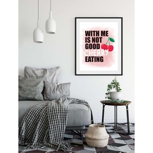 4049009933465 - Bild »CHERRY« Schriftzug-Humor-Sprüche & Texte-Süssigkeiten-Motivationsbilder-Obst-Obst Bilder (1 St) HD Premium Poster-Druck inkl Holzrahmen