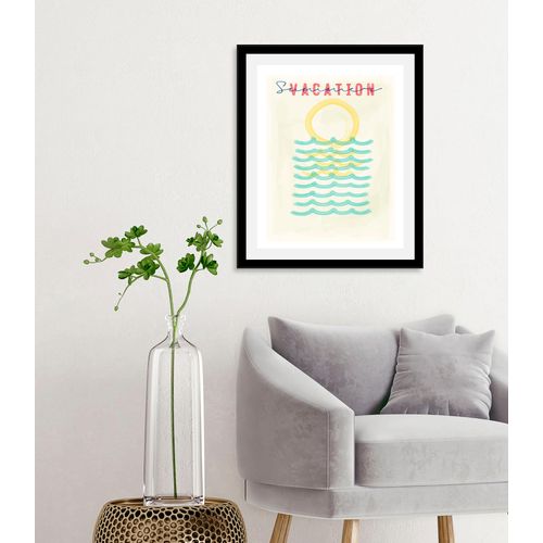 4067437336658 - Bild QUEENCE Vacation Bilder Gr B H 50 cm x 70 cm Wandbild Schriftzüge Hochformat 1 St gelb (gelb blau) Kunstdrucke gerahmt