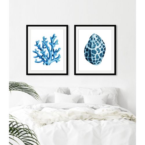 4049009845591 - Bild QUEENCE Worti Bilder Gr B H 40 cm x 50 cm Wandbild Meer Hochformat 1 St blau Bild Kunstdruck Bilder mit Rahmen