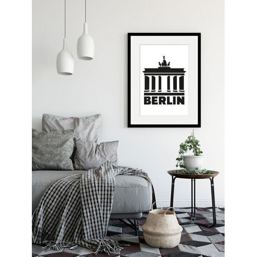 4049009838548 - Bild QUEENCE Berlin Brandenburger Tor Bilder Gr B H 40 cm x 50 cm Wandbild Städte Hochformat 1 St weiß Bild Kunstdruck Bilder mit Rahmen