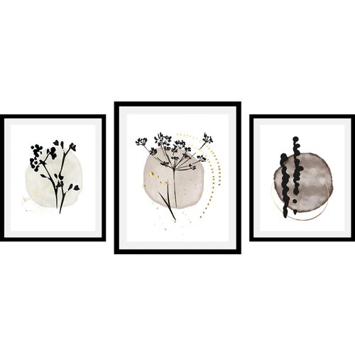 4067437347173 - Bild QUEENCE Set Hamara Bilder Gr B H 30 cm x 40 cm Wandbild Blumen Hochformat 1 St beige Kunstdrucke gerahmt