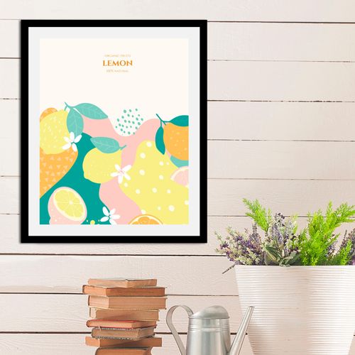 4067437335354 - Bild QUEENCE Lemon Bilder Gr B H 40 cm x 50 cm Wandbild Hochformat 1 St bunt (grün gelb orange) Kunstdrucke gerahmt