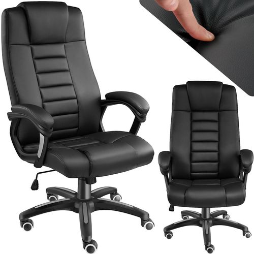4260182873779 - tectake® Bürostuhl 360° drehbar und stufenlos höhenverstellbar dicke Polsterung mit Kunstlederbezug einstellbare Wippfunktion