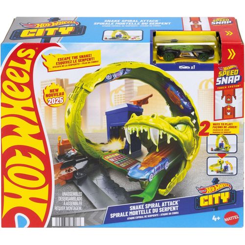 0194735264063 - Hot Wheels Rennbahn Schlangen-Spiralattacke Spielset mit Die-Cast-Spielzeugauto