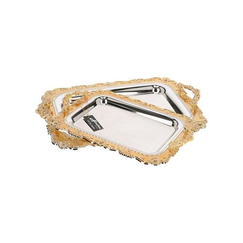 4255829530696 - 2er-Set Serviertabletts aus hochwertigem 18 10 Edelstahl 4255829530696 - 2er-Set Serviertabletts aus hochwertigem 18 10 Edelstahl