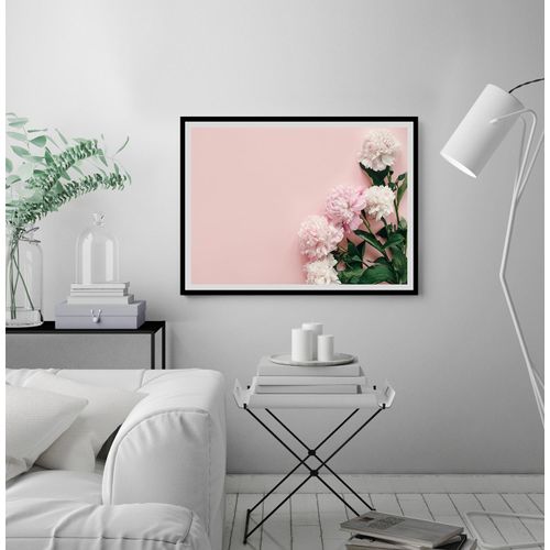 4049009914891 - Bild QUEENCE Gunda Bilder Gr B H 40 cm x 30 cm Wandbild Blumen Querformat rosa (schwarz) Kunstdrucke Rosen gerahmt