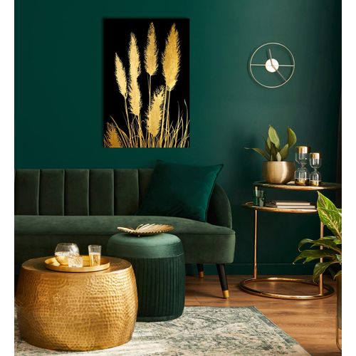 4067437735468 - Acrylglasbild Pampas Gras - Acrylbilder mit Blattgold veredelt Bilder Gr B H 50 cm x 80 cm Acrylglasbild mit Blattgold Hochformat 1 St goldfarben (gold) Acrylglasbilder Goldveredelung Handgearbeitet Gerahmt Edel