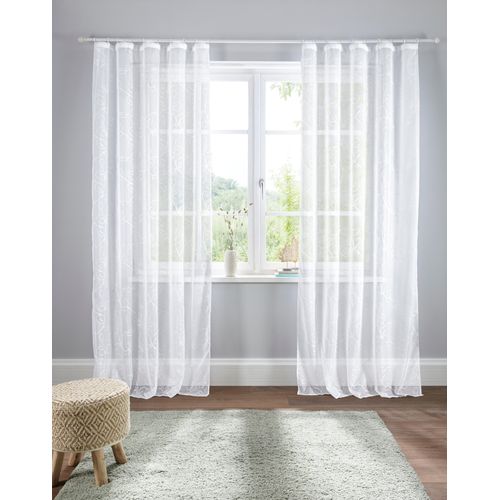 6930325744843 - Gardine HOME AFFAIRE Adele Gardinen Gr 175 cm Kräuselband 130 cm weiß Landhaus Gardinen Gardine transparent mit floraler Stickerei Voile