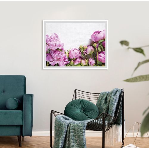 4049009914266 - Bild QUEENCE Karen Bilder Gr B H 40 cm x 30 cm Wandbild Blumen Querformat rosa (weiß) Kunstdrucke Rosen gerahmt