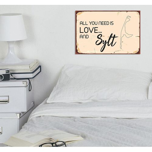 4067437340303 - Metallbild QUEENCE Love and Sylt Bilder Gr B H 45 cm x 30 cm Metallbild Querformat 1 St beige Metallbilder Stahlschilder