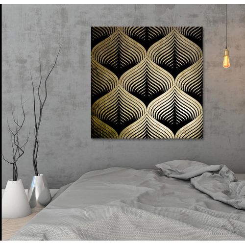 4067437735703 - Acrylglasbild Blätter - Acrylbilder mit Blattgold veredelt Bilder Gr B H 120 cm x 120 cm Acrylglasbild mit Blattgold Blätter 1 St goldfarben (gold) Acrylglasbilder Goldveredelung Handgearbeitet Gerahmt Edel
