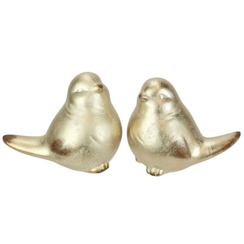 4019844799236 - Dekofigur IGEA Vogel aus Keramik gold B14cm H12cm Keramik Dekofiguren 2er Set Ornament Statue Tierfigur Skulptur Dekovogel Vogelfigur