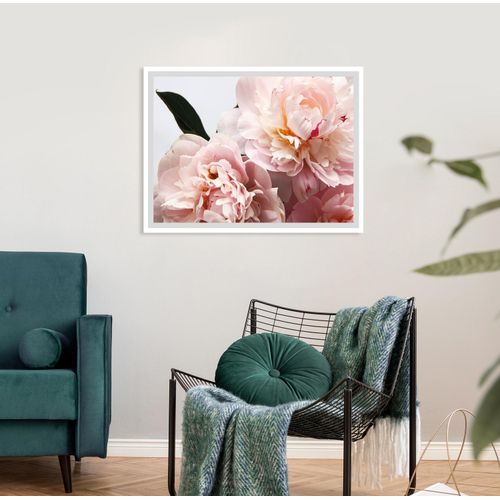 4049009914624 - Bild QUEENCE Runa Bilder Gr B H 40 cm x 30 cm Wandbild Blumen Querformat rosa (weiß) Kunstdrucke Rosen gerahmt