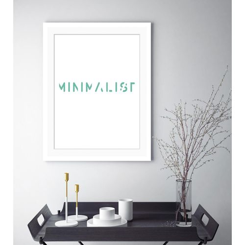 4049009898252 - Bild QUEENCE MINIMALIST Bilder Gr B H 30 cm x 40 cm Wandbild Sprüche & Texte Hochformat blau (weiß türkis) Kunstdrucke Schrift gerahmt