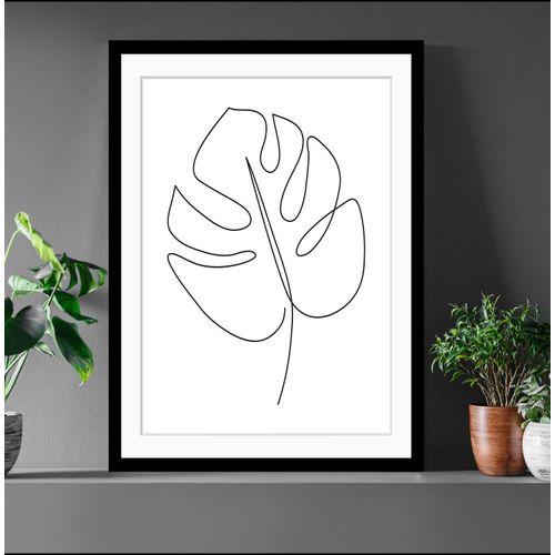 4049009895299 - Bild QUEENCE Denver Bilder Gr B H 30 cm x 40 cm Wandbild Blätter Hochformat schwarz-weiß (schwarz weiß) Kunstdrucke Blatt gerahmt