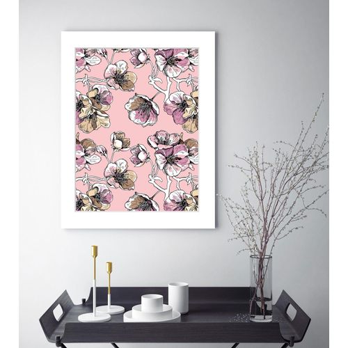 4049009897262 - Bild QUEENCE Mona Bilder Gr B H 40 cm x 50 cm Wandbild Blumen Hochformat rosa (weiß) Kunstdrucke gerahmt Blumen