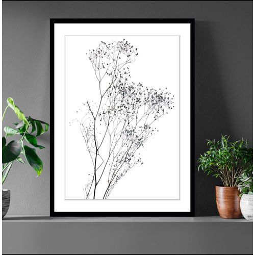 4049009897637 - Bild QUEENCE Dana Bilder Gr B H 30 cm x 40 cm Wandbild Blumen Hochformat grau (schwarz) Kunstdrucke gerahmt Blumen