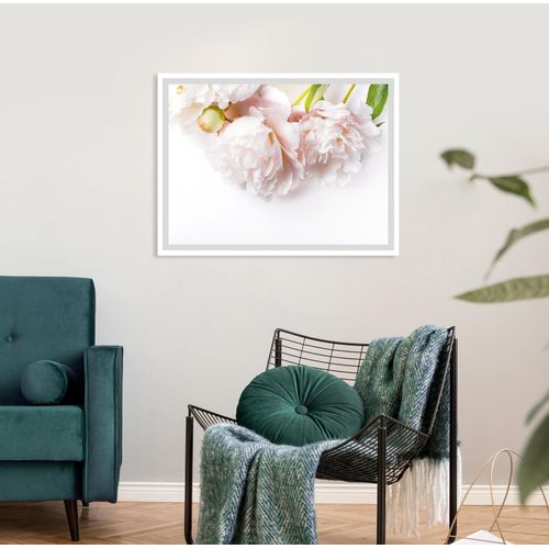 4049009914457 - Bild QUEENCE Maike Bilder Gr B H 50 cm x 40 cm Wandbild Blumen Querformat rosa (weiß) Kunstdrucke gerahmt Rosen