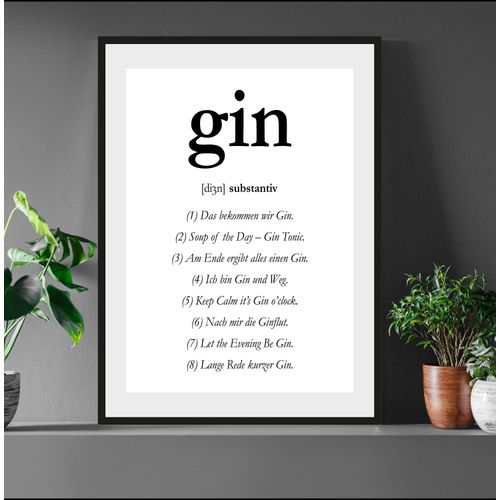 4049009896227 - Bild QUEENCE gin Bilder Gr B H 50 cm x 60 cm Wandbild Sprüche & Texte Hochformat schwarz-weiß (weiß schwarz) Kunstdrucke Spruch gerahmt