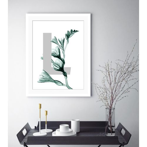 4049009913184 - Bild QUEENCE L-Flower Bilder Gr B H 30 cm x 40 cm Wandbild Buchstaben Hochformat grün (grau dunkelgrün) Kunstdrucke Blätter gerahmt Blume 4049009913184 - Bild QUEENCE L-Flower Bilder Gr B H 30 cm x 40 cm Wandbild Buchstaben Hochformat grün (grau dunkelgrün) Kunstdrucke Blätter gerahmt Blume