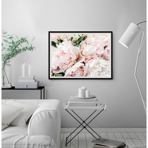 4049009914358 - Bild QUEENCE Lotta Bilder Gr B H 40 cm x 30 cm Wandbild Blumen Querformat rosa (schwarz) Kunstdrucke gerahmt Rosen