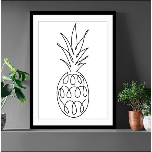 4049009895404 - Bild QUEENCE Juliane Bilder Gr B H 30 cm x 40 cm Wandbild Ananas Hochformat schwarz-weiß (schwarz weiß) Kunstdrucke gerahmt Ananas