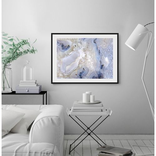 4049009916154 - Bild QUEENCE Fatima Bilder Gr B H 40 cm x 30 cm Wandbild Abstrakt Querformat blau (schwarz) Kunstdrucke Abstrakt Marmor gerahmt