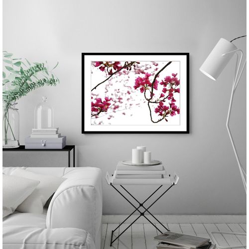 4049009915072 - Bild QUEENCE Roxanne Bilder Gr B H 40 cm x 30 cm Wandbild Blumen Querformat rosa (schwarz) Kunstdrucke Rosen gerahmt