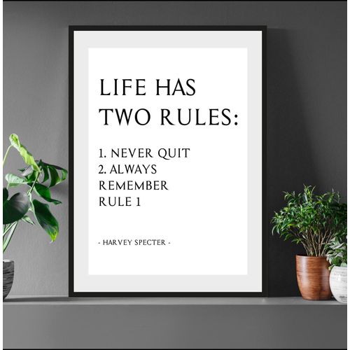 4049009896159 - Bild QUEENCE Never Quit Bilder Gr B H 40 cm x 50 cm Wandbild Sprüche & Texte Hochformat schwarz-weiß (weiß schwarz) Kunstdrucke Spruch gerahmt
