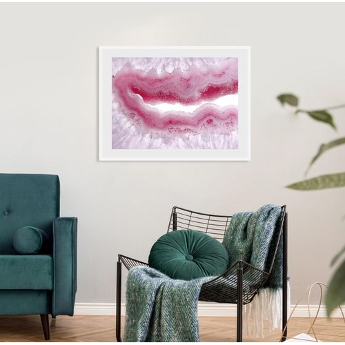 4049009916383 - Bild QUEENCE Janet Bilder Gr B H 60 cm x 50 cm Wandbild Abstrakt Querformat rosa (weiß) Kunstdrucke Abstrakt Marmor gerahmt
