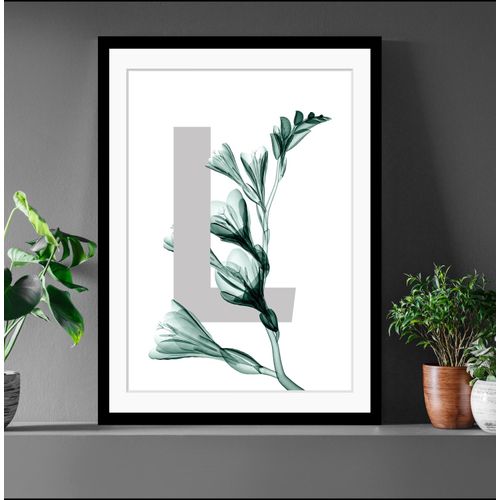 4049009913160 - Bild QUEENCE L-Flower Bilder Gr B H 40 cm x 50 cm Wandbild Buchstaben Hochformat grün (grau dunkelgrün) Kunstdrucke Blätter gerahmt Blume 4049009913160 - Bild QUEENCE L-Flower Bilder Gr B H 40 cm x 50 cm Wandbild Buchstaben Hochformat grün (grau dunkelgrün) Kunstdrucke Blätter gerahmt Blume