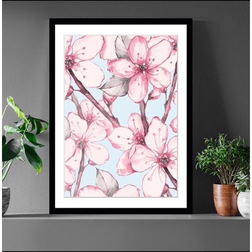 4049009897163 - Bild QUEENCE Melanie Bilder Gr B H 40 cm x 50 cm Wandbild Blumen Hochformat rosa (schwarz) Kunstdrucke Blumen gerahmt