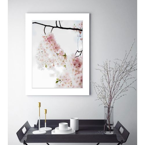 4049009897873 - Bild QUEENCE Lilly Bilder Gr B H 40 cm x 50 cm Wandbild Blumen Hochformat rosa (rosa weiß) Kunstdrucke Blumen gerahmt