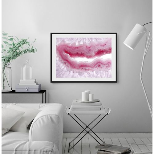 4049009916338 - Bild QUEENCE Janet Bilder Gr B H 40 cm x 30 cm Wandbild Abstrakt Querformat rosa (schwarz) Kunstdrucke Abstrakt Marmor gerahmt
