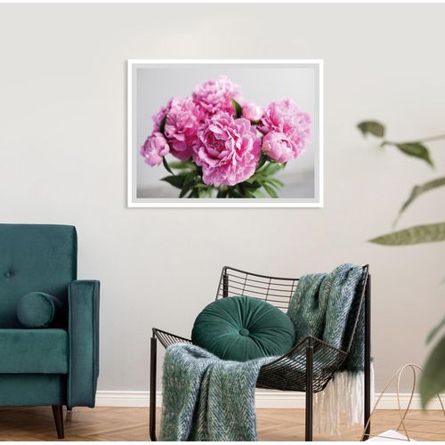 4049009914563 - Bild QUEENCE Linn Bilder Gr B H 40 cm x 30 cm Wandbild Blumen Querformat rosa (weiß) Kunstdrucke gerahmt Rosen