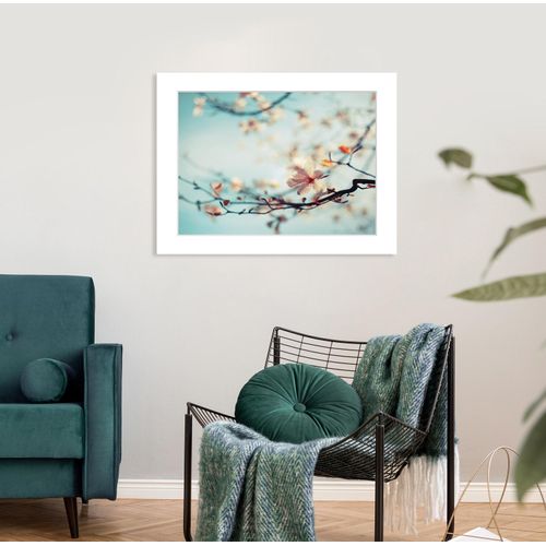 4049009915164 - Bild QUEENCE Roxy Bilder Gr B H 40 cm x 30 cm Wandbild Blumen Querformat blau (blau rosa) Kunstdrucke gerahmt Rosen