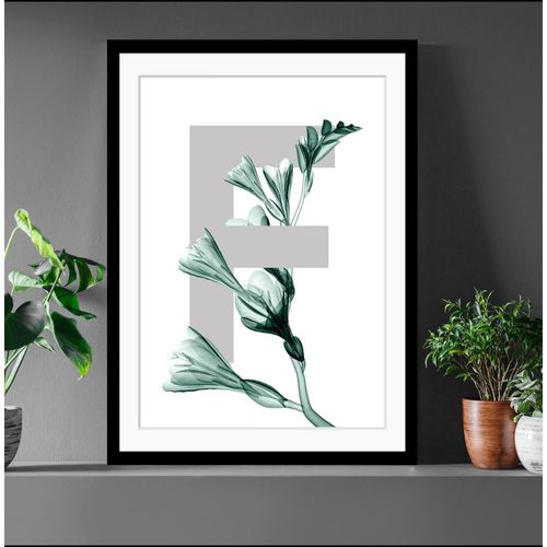 4049009900450 - Bild QUEENCE F-Flower Bilder Gr B H 30 cm x 40 cm Wandbild Buchstaben Hochformat grau (dunkelgrün grau) Kunstdrucke gerahmt Blume Blätter 4049009900450 - Bild QUEENCE F-Flower Bilder Gr B H 30 cm x 40 cm Wandbild Buchstaben Hochformat grau (dunkelgrün grau) Kunstdrucke gerahmt Blume Blätter